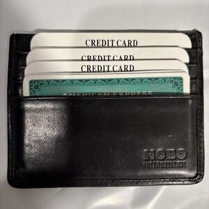 Hobo International Black Leather Card Holder Mesh License Front Vintage NWOT